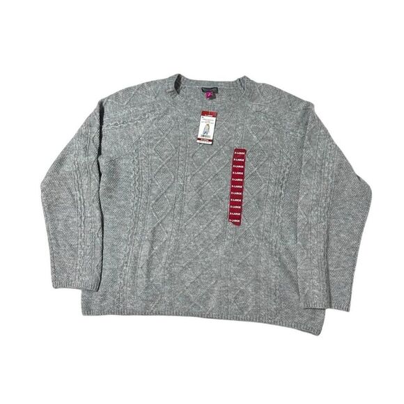 Vince Camuto Women's Cable Sweater Light Heather Grey Size XL - Picture 4 of 10